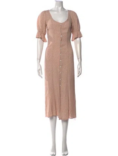 Pre-owned Christy Dawn Floral Print Midi Length Dress In Pink