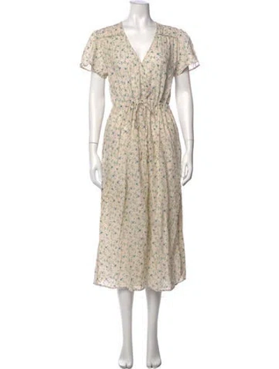 Pre-owned Christy Dawn Floral Print Midi Length Dress In Pink