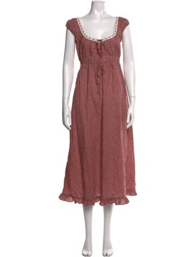 Pre-owned Christy Dawn Floral Print Midi Length Dress In Pink