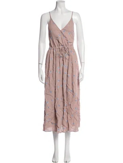 Pre-owned Christy Dawn Floral Print Midi Length Dress In Purple