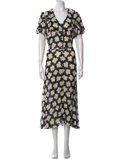 Pre-owned Christy Dawn Floral Print Midi Length Dress W/ Tags In Neutral