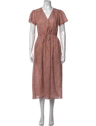 Pre-owned Christy Dawn Floral Print Midi Length Dress W/ Tags In Red