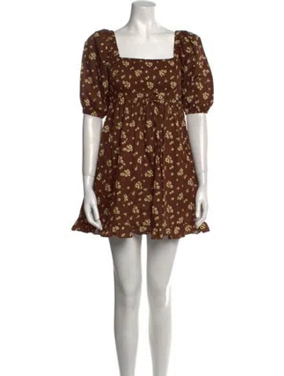 Pre-owned Christy Dawn Floral Print Mini Dress In Brown