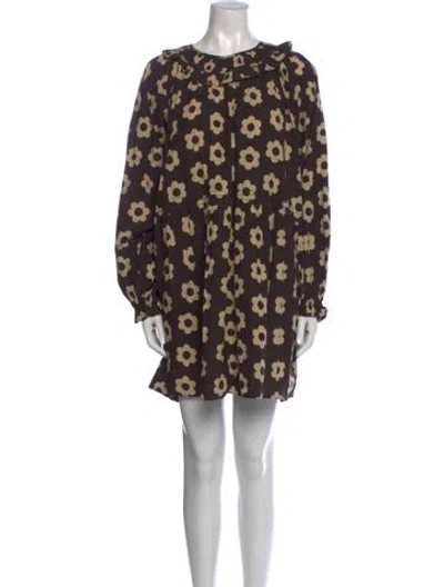 Pre-owned Christy Dawn Floral Print Mini Dress In Brown