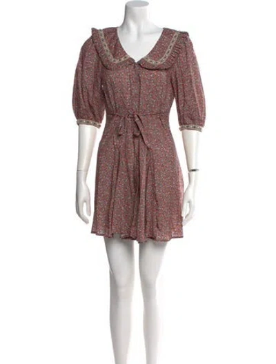 Pre-owned Christy Dawn Floral Print Mini Dress In Brown
