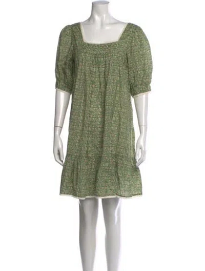 Pre-owned Christy Dawn Floral Print Mini Dress In Green