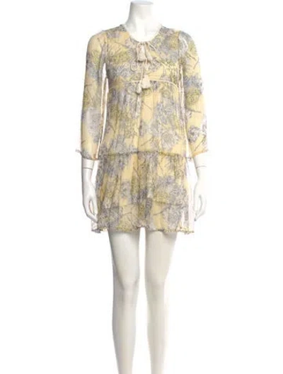 Pre-owned Christy Dawn Floral Print Mini Dress In Neutral