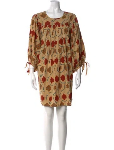 Pre-owned Christy Dawn Floral Print Mini Dress In Neutrals