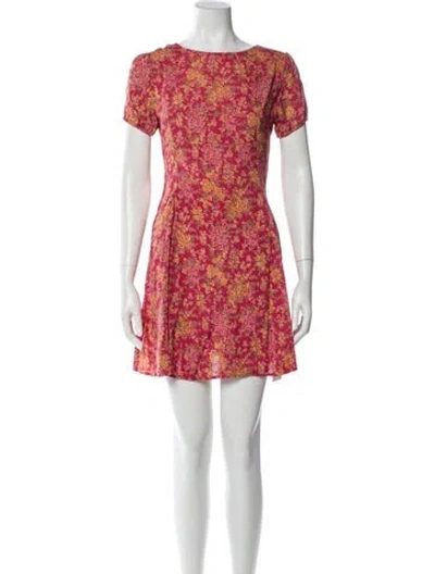 Pre-owned Christy Dawn Floral Print Mini Dress In Pink