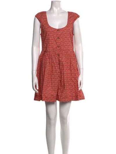 Pre-owned Christy Dawn Floral Print Mini Dress In Red