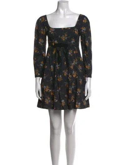 Pre-owned Christy Dawn Floral Print Mini Dress W/ Tags In Black