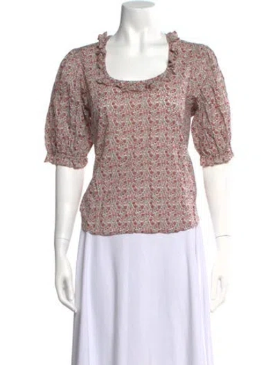 Pre-owned Christy Dawn Floral Print Square Neckline Blouse In Multicolor