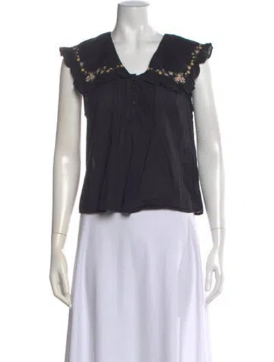 Pre-owned Christy Dawn Floral Print V-neck Blouse In Grey