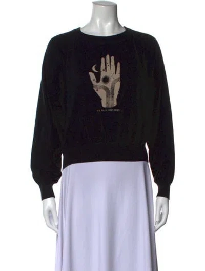 Pre-owned Christy Dawn Graphic Print Crew Neck Sweatshirt In Black