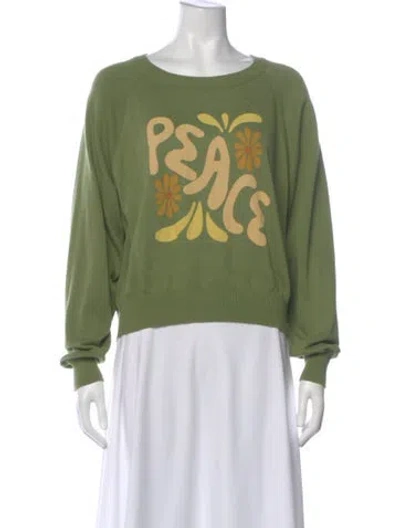 Pre-owned Christy Dawn Graphic Print Crew Neck Sweatshirt In Green