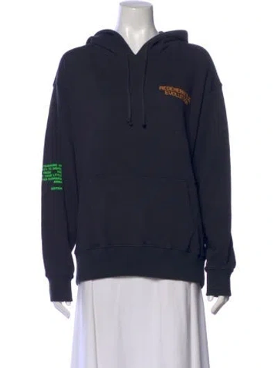 Pre-owned Christy Dawn Graphic Print V-neck Hoodie In Blue