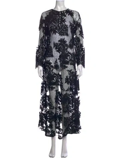 Pre-owned Christy Dawn Lace Pattern Long Dress W/ Tags In Black