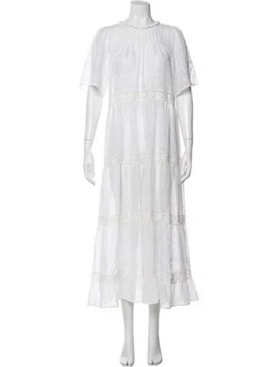 Pre-owned Christy Dawn Lace Pattern Long Dress In White