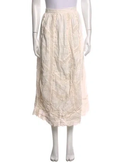 Pre-owned Christy Dawn Lace Pattern Long Skirt In Neutrals