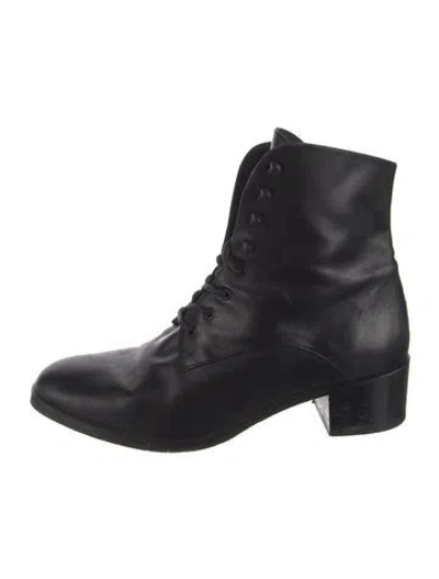 Pre-owned Christy Dawn Leather Lace-up Boots In Black