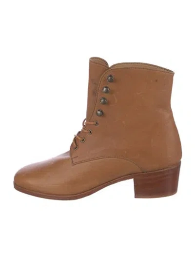 Pre-owned Christy Dawn Leather Lace-up Boots In Brown