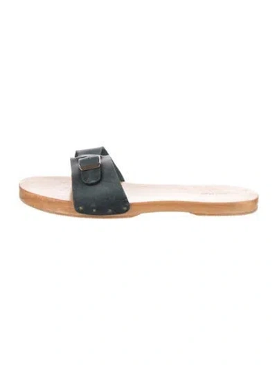 Pre-owned Christy Dawn Leather Slides In Blue