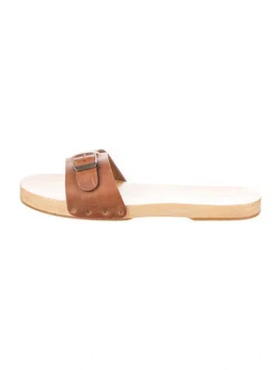 Pre-owned Christy Dawn Leather Slides In Neutrals