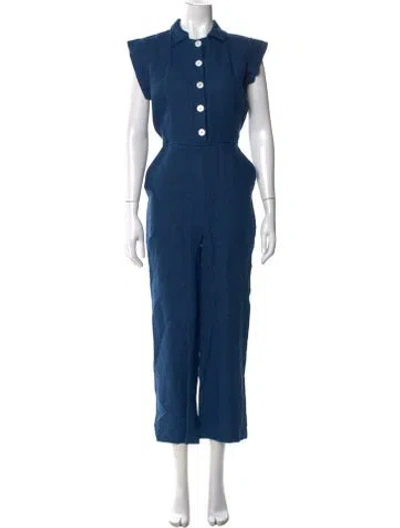 Pre-owned Christy Dawn Linen Jumpsuit In Blue