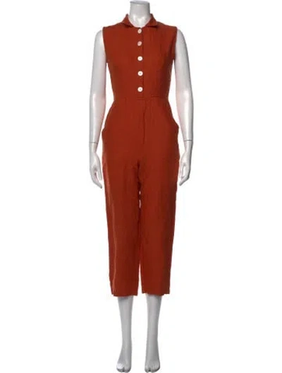 Pre-owned Christy Dawn Linen Jumpsuit In Orange