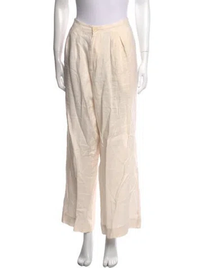 Pre-owned Christy Dawn Linen Straight Leg Pants In Neutral