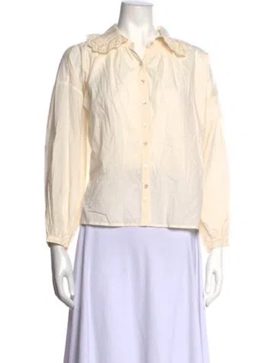 Pre-owned Christy Dawn Long Sleeve Blouse In Neutrals