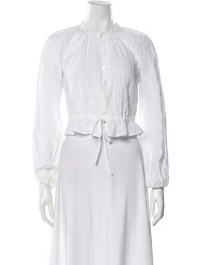 Pre-owned Christy Dawn Long Sleeve Blouse In White