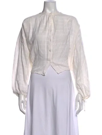 Pre-owned Christy Dawn Long Sleeve Blouse In White