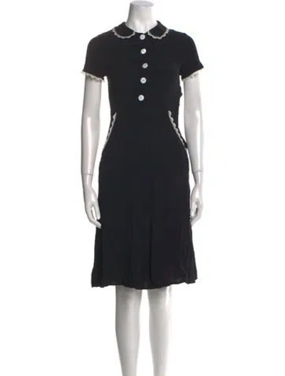 Pre-owned Christy Dawn Mock Neck Knee-length Dress In Black