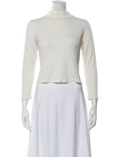 Pre-owned Christy Dawn Mock Neck Long Sleeve Top In White