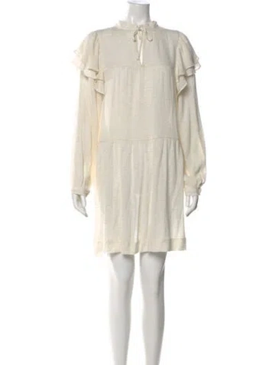 Pre-owned Christy Dawn Mock Neck Mini Dress In Neutral