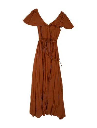 Pre-owned Christy Dawn Off-the-shoulder Long Dress In Orange