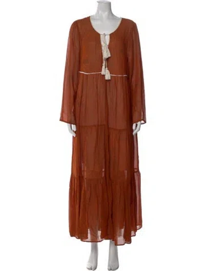 Pre-owned Christy Dawn Paisley Print Long Dress In Orange