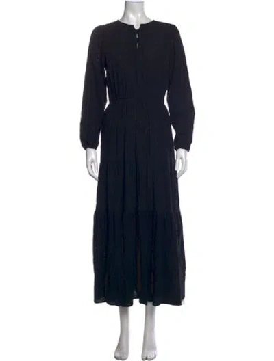 Pre-owned Christy Dawn Patterned Long Dress In Black