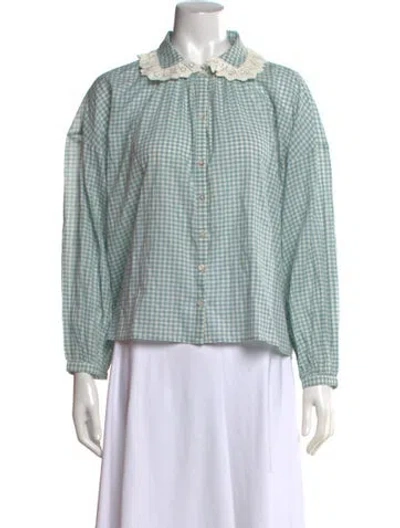 Pre-owned Christy Dawn Plaid Print Long Sleeve Blouse W/ Tags In Black
