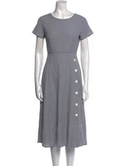 Pre-owned Christy Dawn Plaid Print Midi Length Dress In Gray