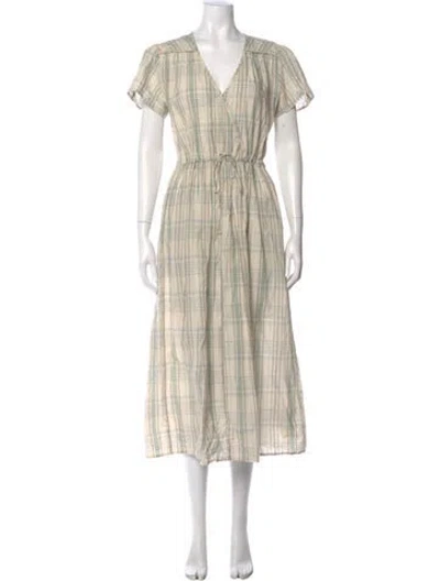 Pre-owned Christy Dawn Plaid Print Midi Length Dress In Multi