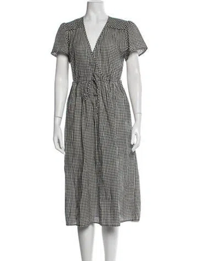 Pre-owned Christy Dawn Plaid Print Midi Length Dress In Multicolor