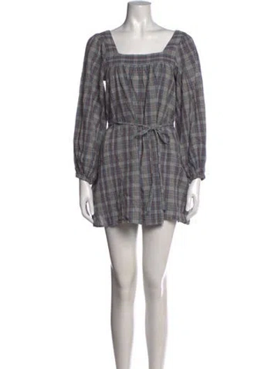Pre-owned Christy Dawn Plaid Print Mini Dress In Multicolor