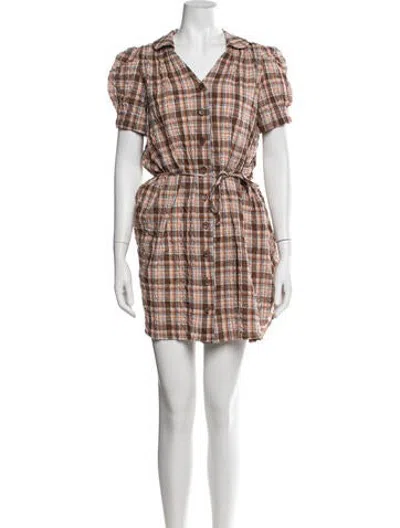 Pre-owned Christy Dawn Plaid Print Mini Dress In Multicolor