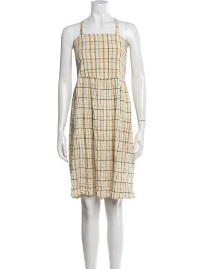 Pre-owned Christy Dawn Plaid Print Mini Dress In Neutrals