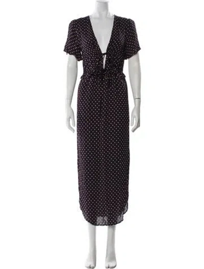 Pre-owned Christy Dawn Polka Dot Print Long Dress In Blue