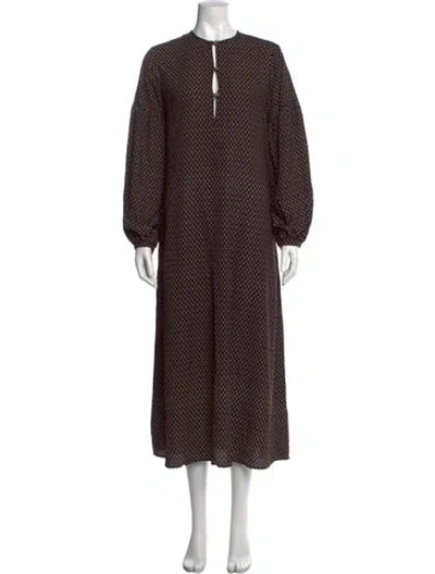Pre-owned Christy Dawn Polka Dot Print Long Dress In Brown