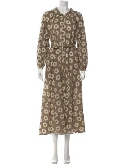 Pre-owned Christy Dawn Polka Dot Print Long Dress In Neutral