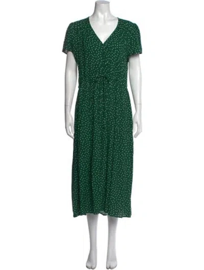 Pre-owned Christy Dawn Polka Dot Print Midi Length Dress W/ Tags In Green